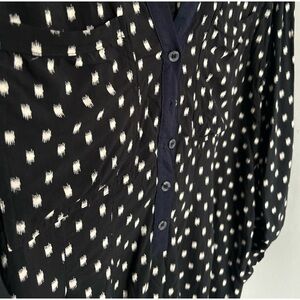 Anthropology, Vanessa, Virginia, beautiful detailed, navy blue blouse